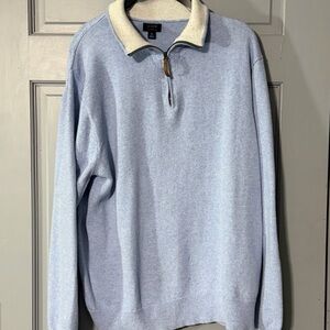 J. Crew Light blue Zip-Up Sweater with white Collar